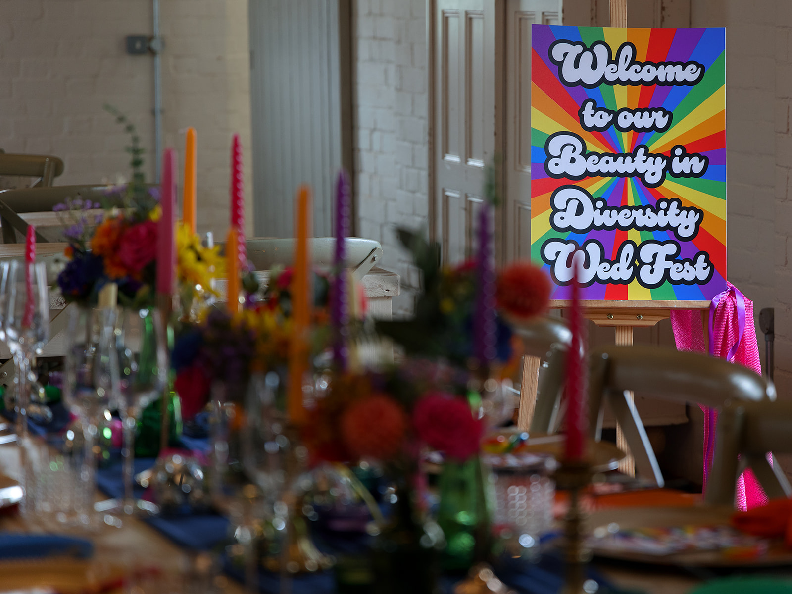 rainbow wedding stationery for colourful wedding