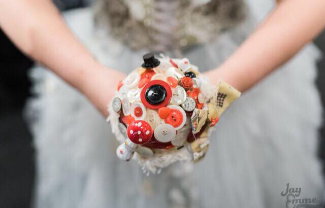 Alice in Wonderland wedding inspiration - custom alternative bouquet - alternative and unconventional wedding