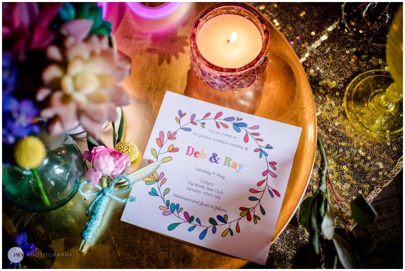 Jemma Mickleborough Photographer - Rainbow Unicorn Wedding - Northstar Club - Wedding Styling - Wedding Stationery