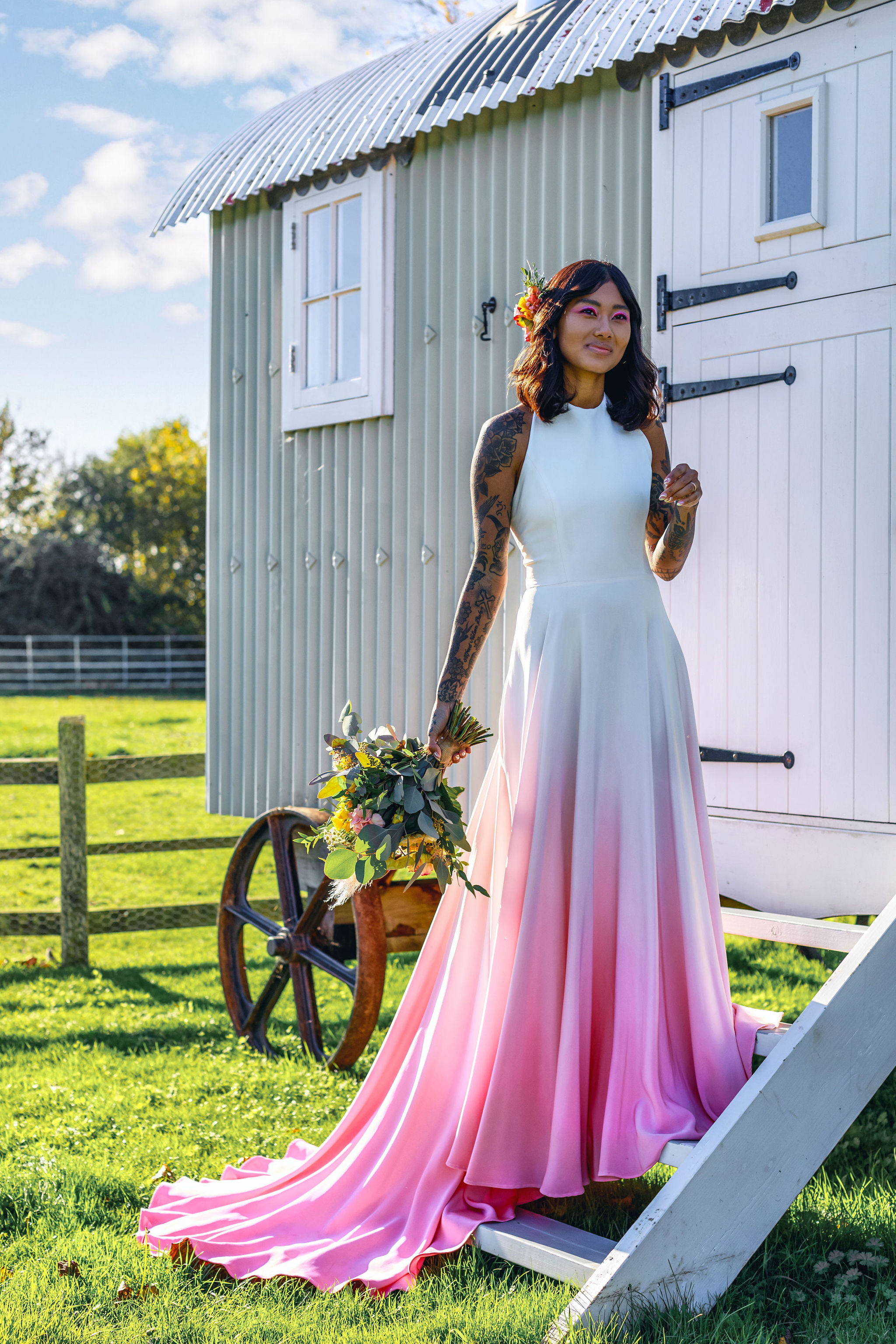 Favourite Lucy Can't Dance unique alternative wedding dress blog - peaches new bridalwear range 1 - pink ombre wedding dress