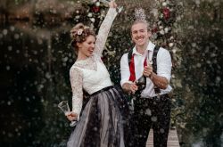 Ryley and Flynn - alternative wedding dress - black and white wedding dress - They will be joining us at our Nottingham wedding fair