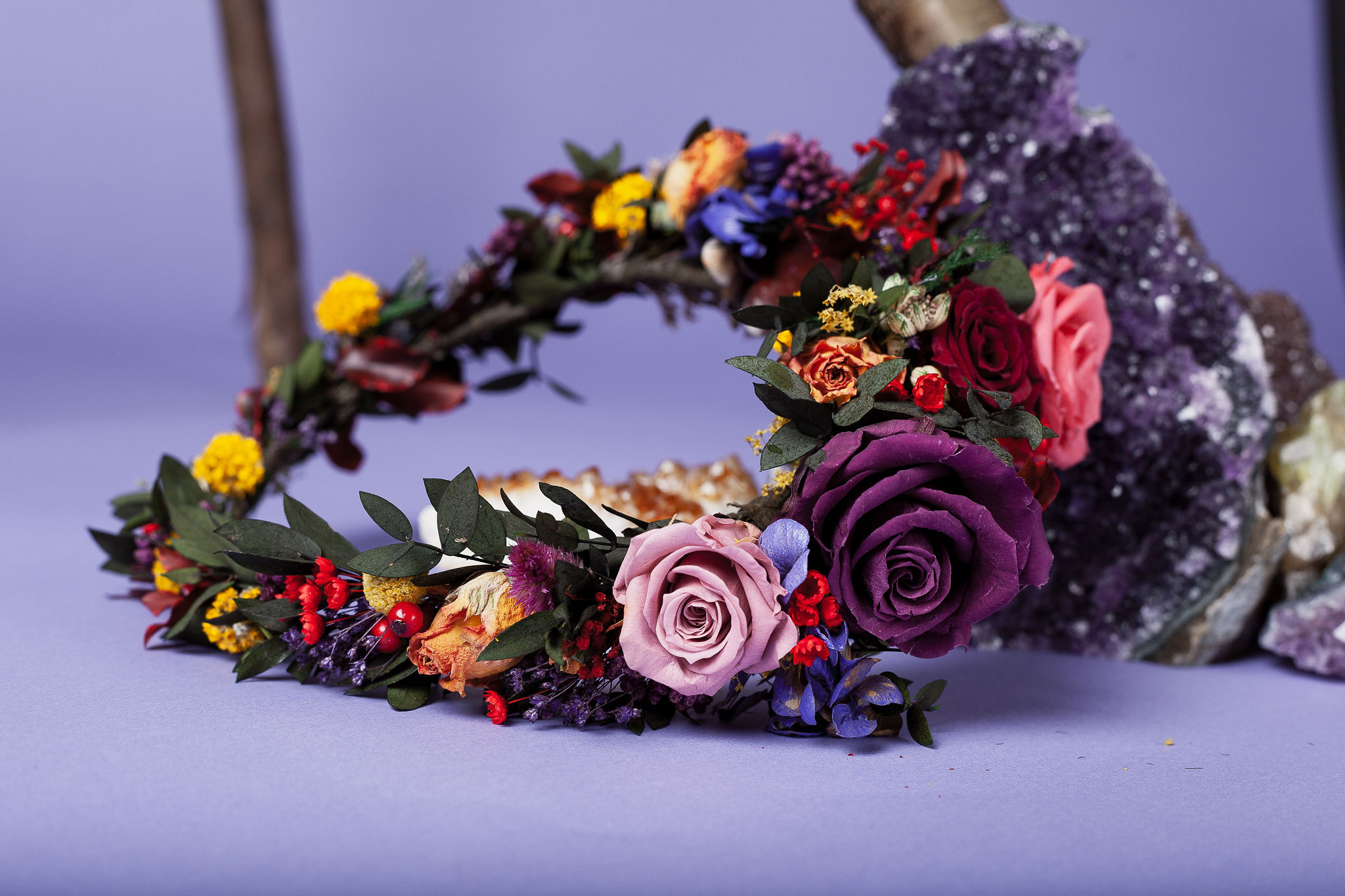 Abundance crystals- colourful wedding- crown