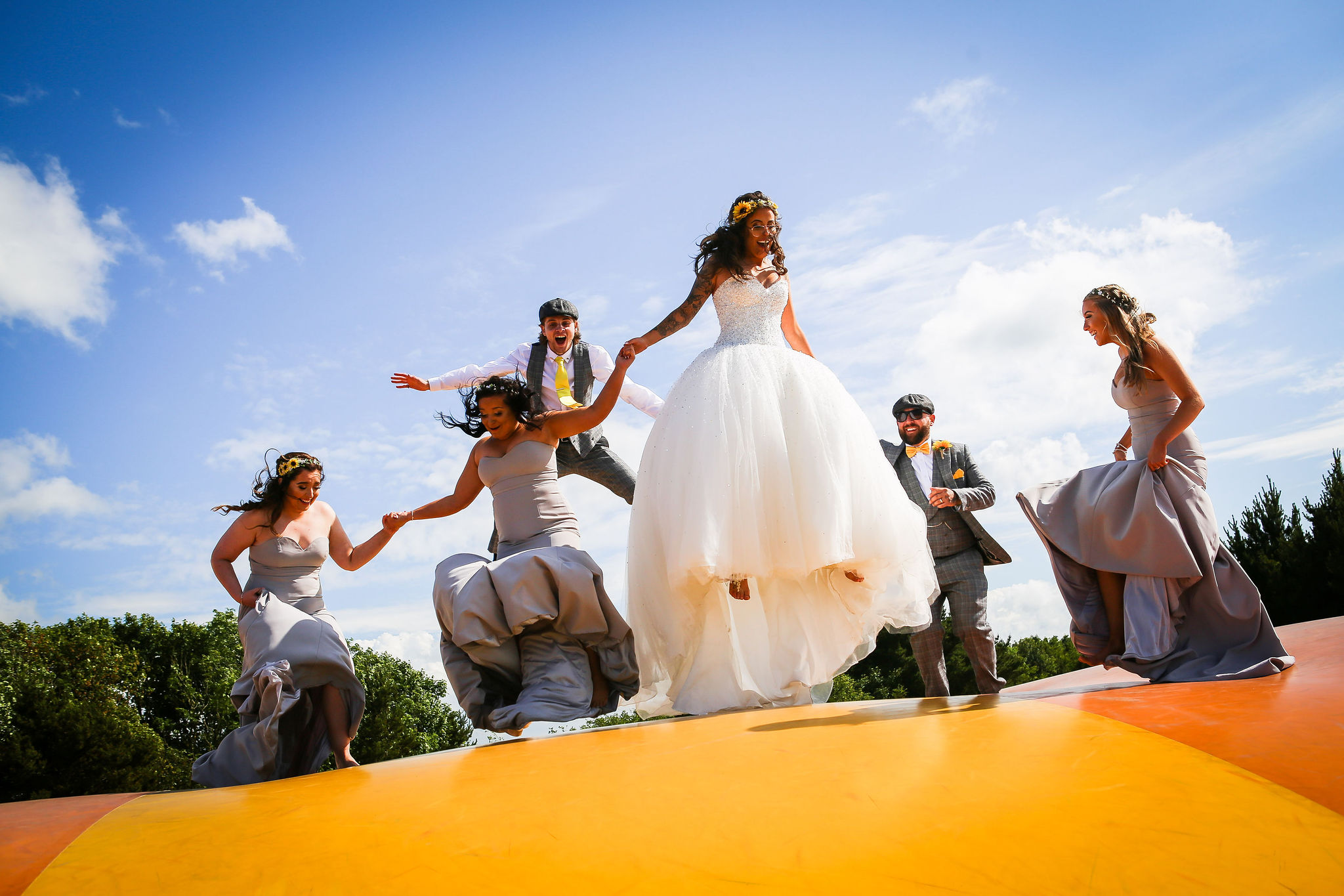Harriet&Rhys Wedding - Magical sunflower wedding - quirky wedding with bouncy castle