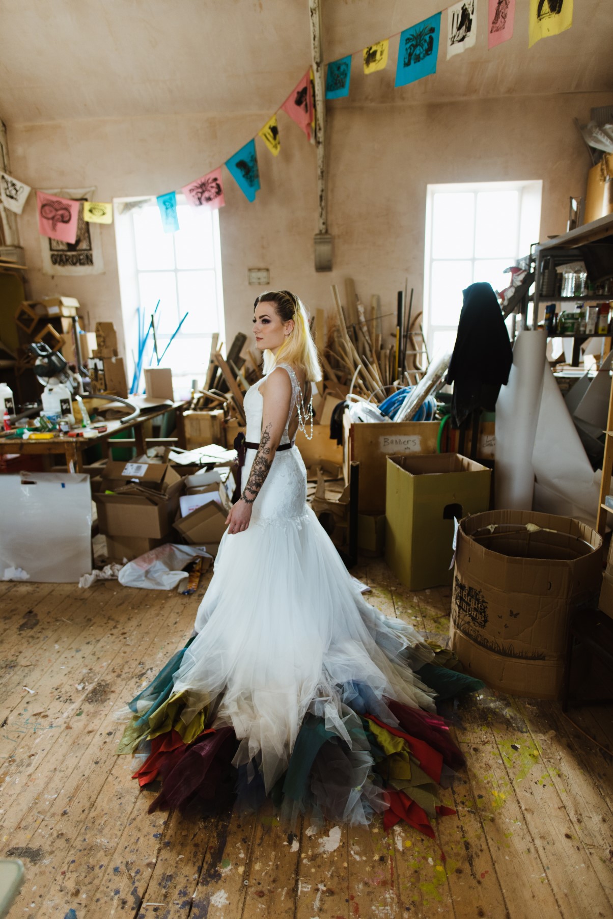 Eclectic Wedding- Alexandra Holt Photography- The Boo Theatre- Unconventional Wedding- Unique Wedding- Quirky Wedding- Halloween Wedding- Unique Bridalwear- Alternative Bridalwear- Unique Wedding Dress- Colourful Wedding- Alternative Wedding- Alternative Bouquet