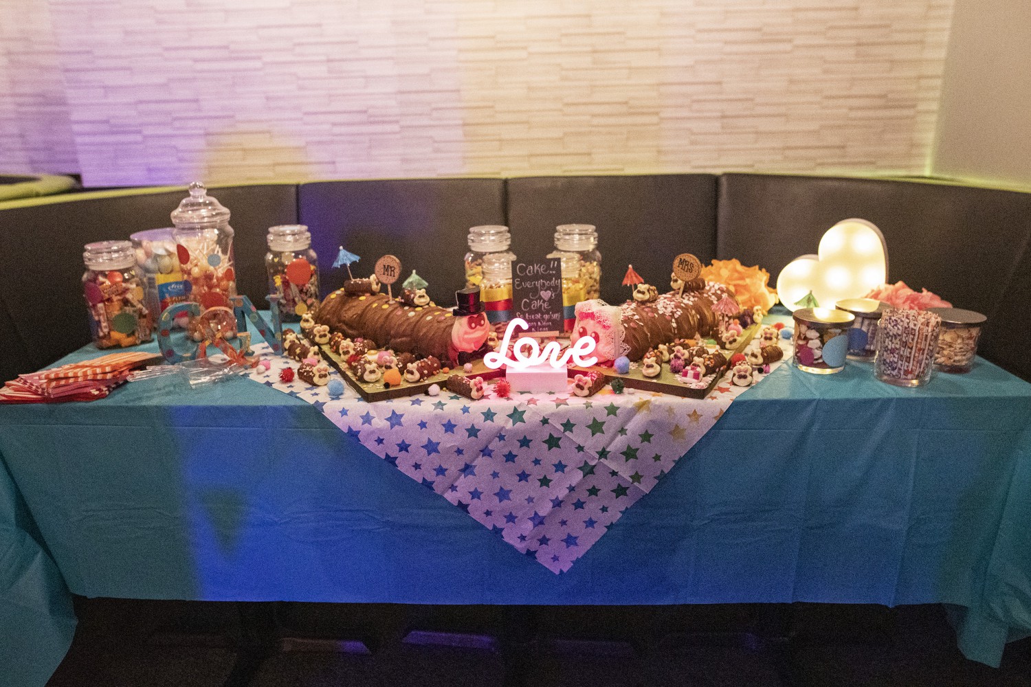 Rainbow DIY Wedding- Stephanie Butt Photography-Colourful Wedding- Unconventional Wedding- Alternative Wedding- Rainbow Wedding, Wedding Desert Table