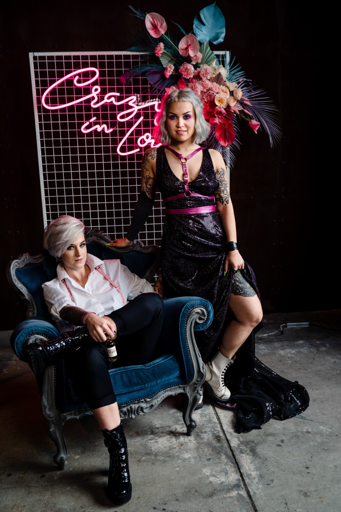 Individual Wedding Inspiration- Alexandra Fehér Photography- unique wedding inspiration-rock and roll wedding inspiration- neon wedding- lgbtq wedding- same sex wedding- wedding neon sign