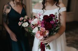 Lincolnshire wedding florist - Deep mauve palate wedding colour scheme - mauve wedding flowers - mauve wedding bouquet - deep wedding bouquet