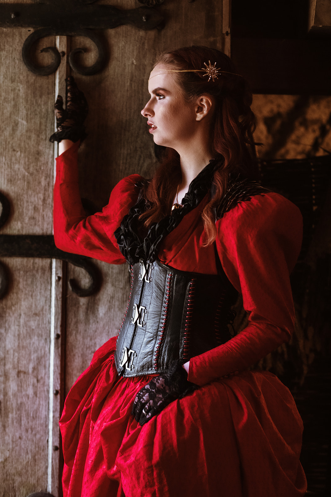 Game Of Thrones Wedding- Tom Jeavons Photography- Unconventional Wedding- Fantasy Wedding- Themed Wedding- bride in red- alternative wedding dress- wedding corset