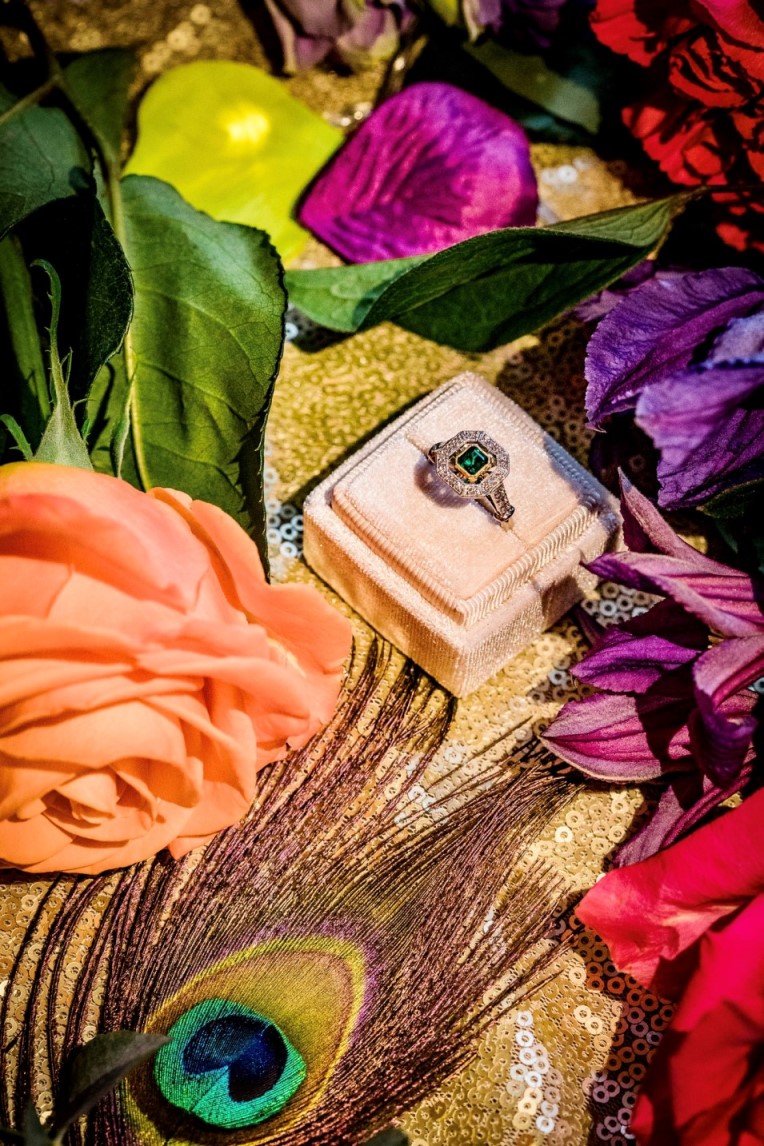 peacock wedding- unconventional wedding- peacock wedding ring