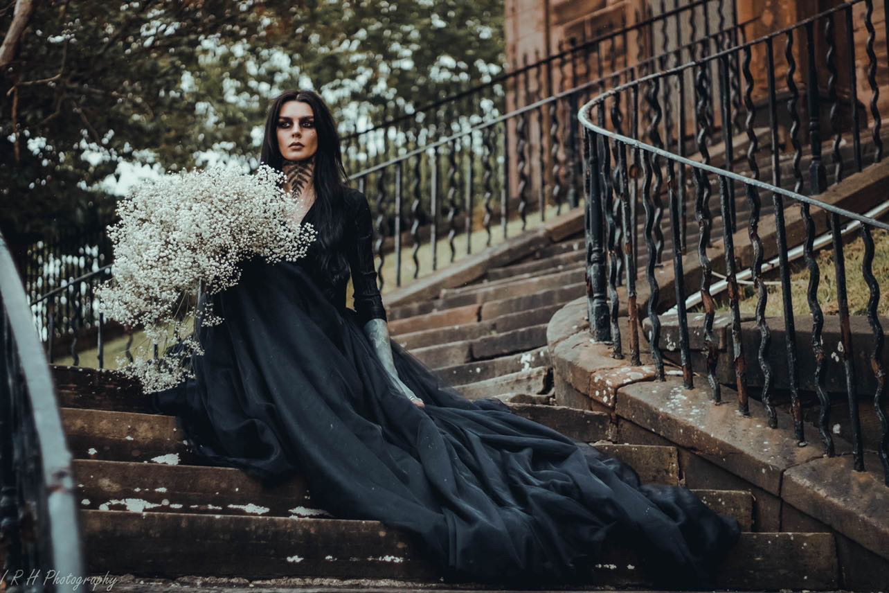 Dark Couture Dress, Luxury Gothic Dress, Dramatic Dark Wedding