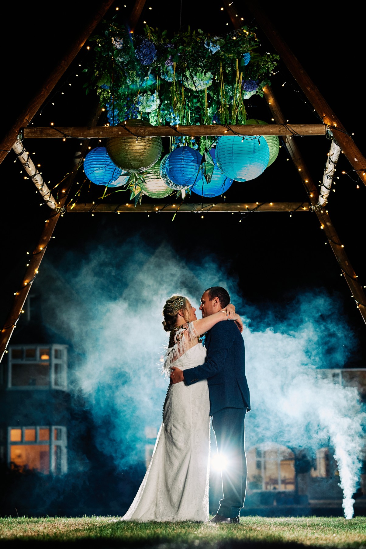 nhs wedding - paramedic wedding - blue and gold wedding - outdoor wedding - micro wedding - surprise wedding - wedding smoke bomb