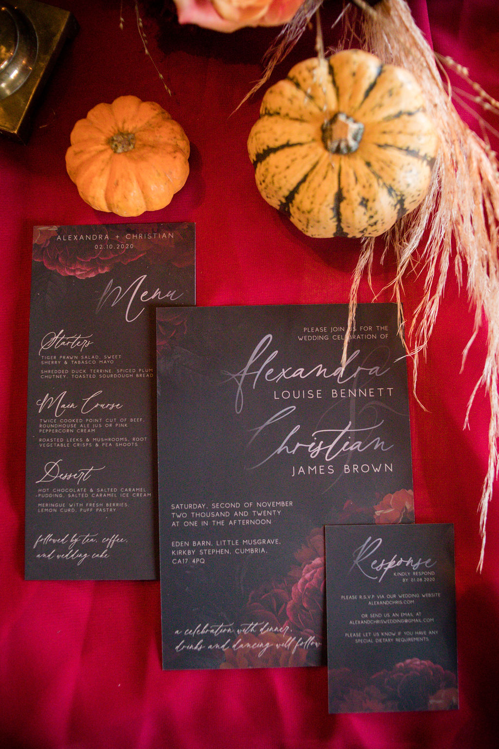 gothic wedding invitation- black wedding stationery - halloween wedding - pumpkin wedding