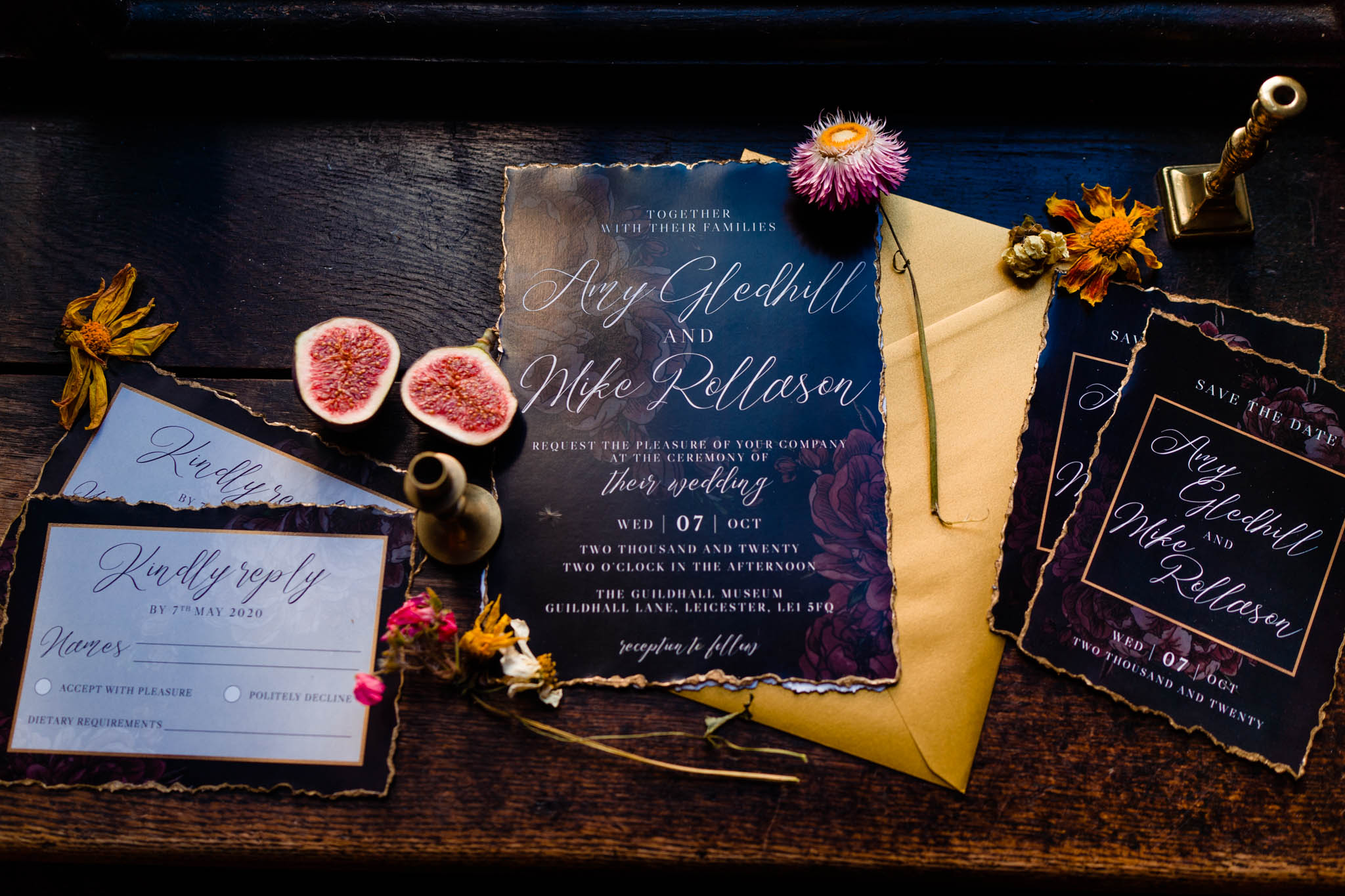 gothic wedding stationery - gothic wedding invitations - black wedding stationery