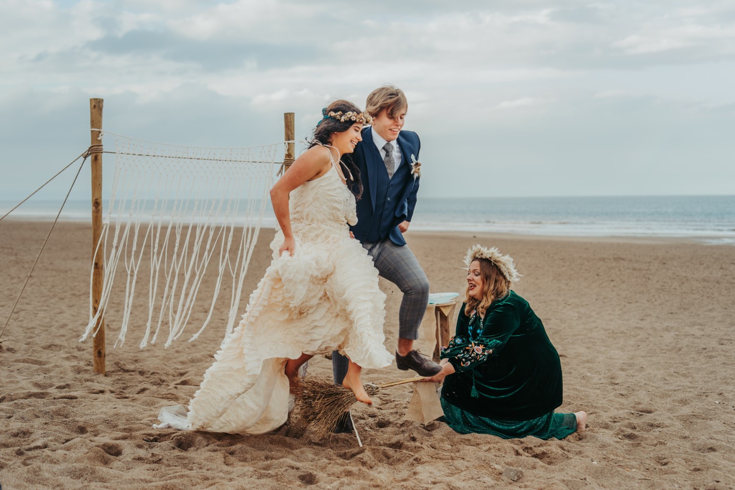 beach elopement - beach wedding - eco friendly wedding -tempest themed wedding - jumping the broom wedding ceremony
