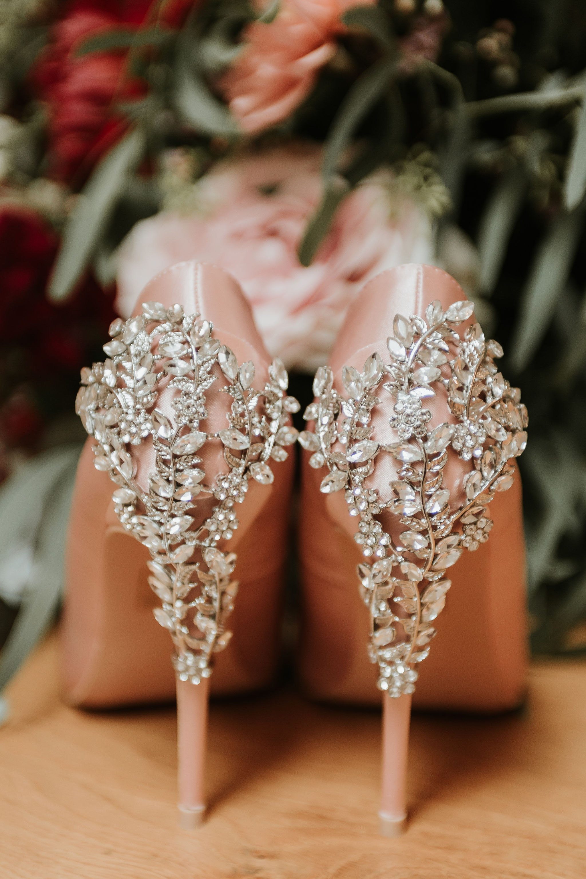 unique wedding shoes - pink sparkly wedding shoes
