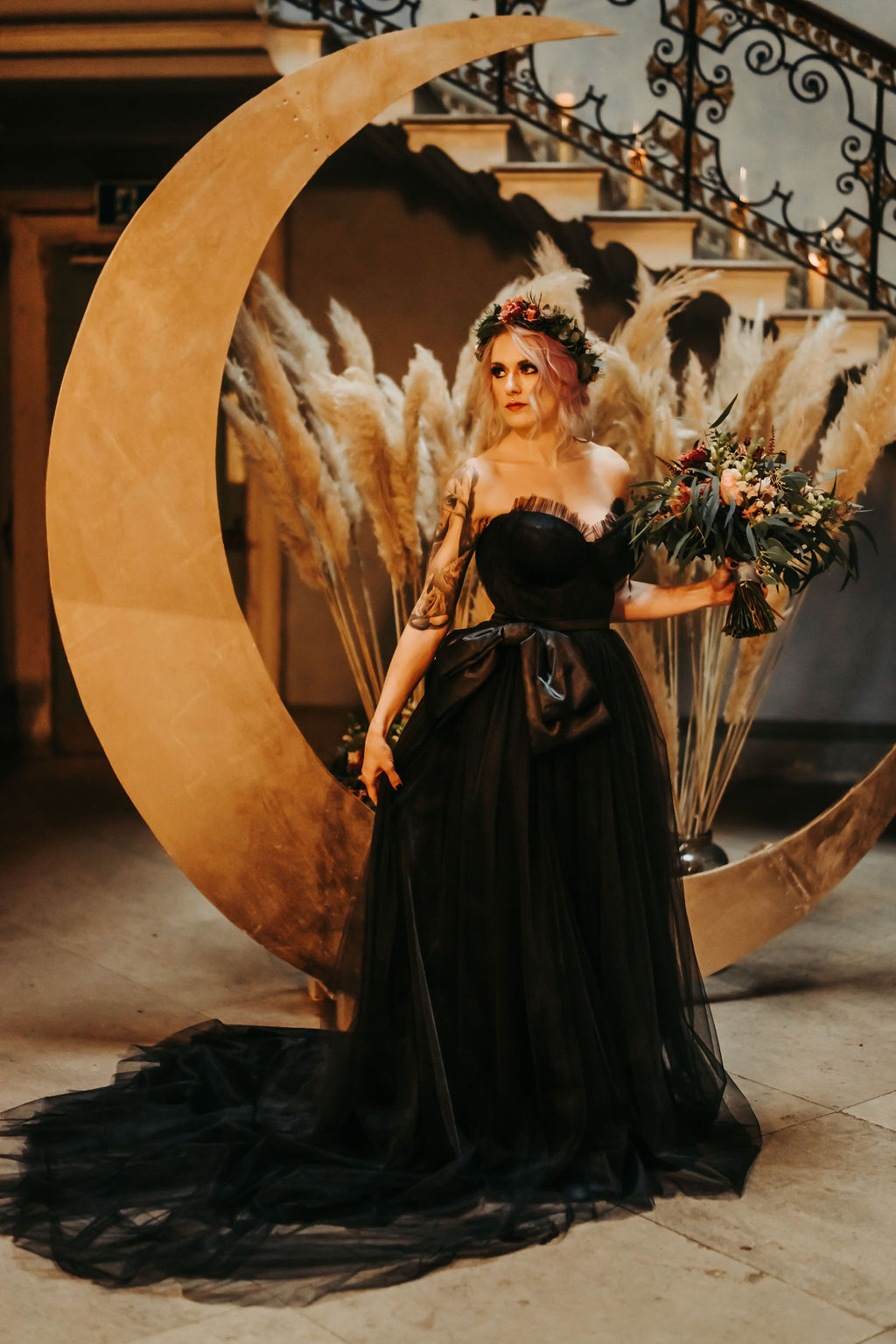 celestial gothic wedding - moon wedding prop - black wedding dress - alternative wedding - edgy wedding