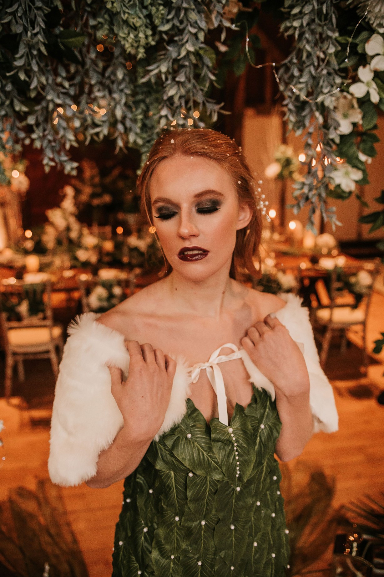 enchanting winter wedding - winter bridal look - white wedding shawl