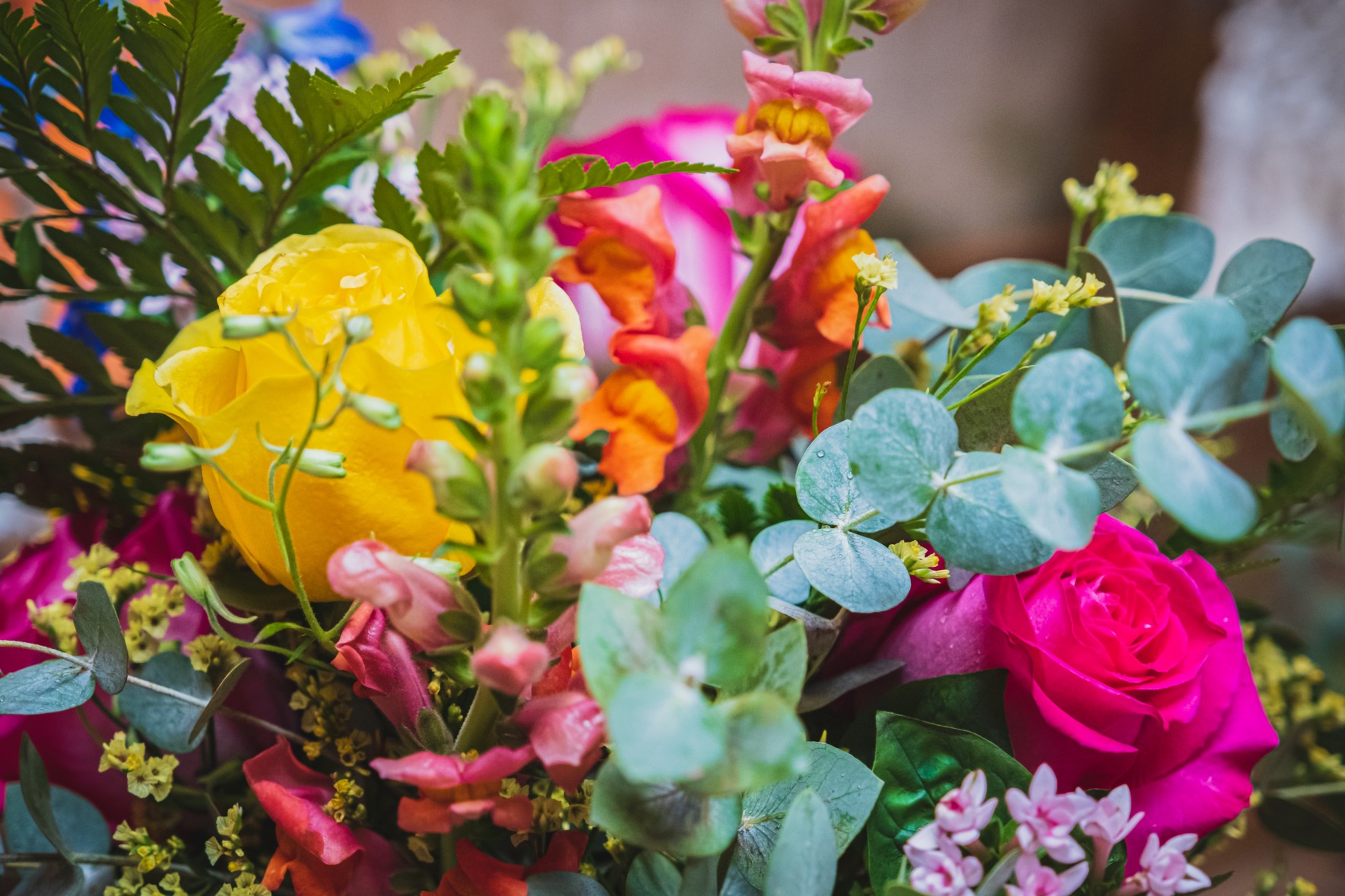 colourful wedding flowers - quirky wedding flowers - unique wedding flowers