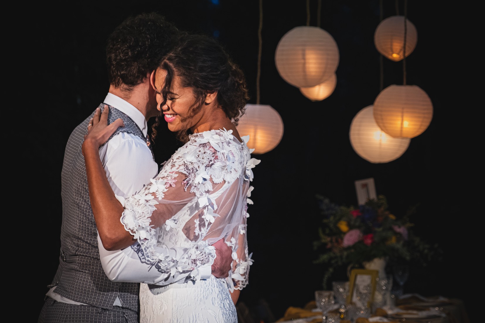 colourful micro wedding at patricks barn - boho wedding - outdoor wedding - wedding lighting