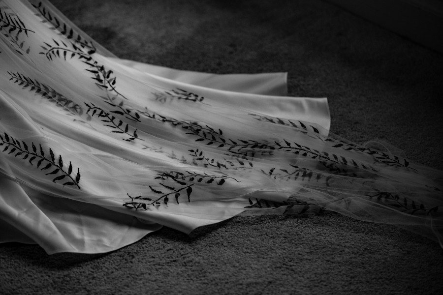 Star & Leaf - unique wedding veils - hand painted wedding veil - black and white wedding veil