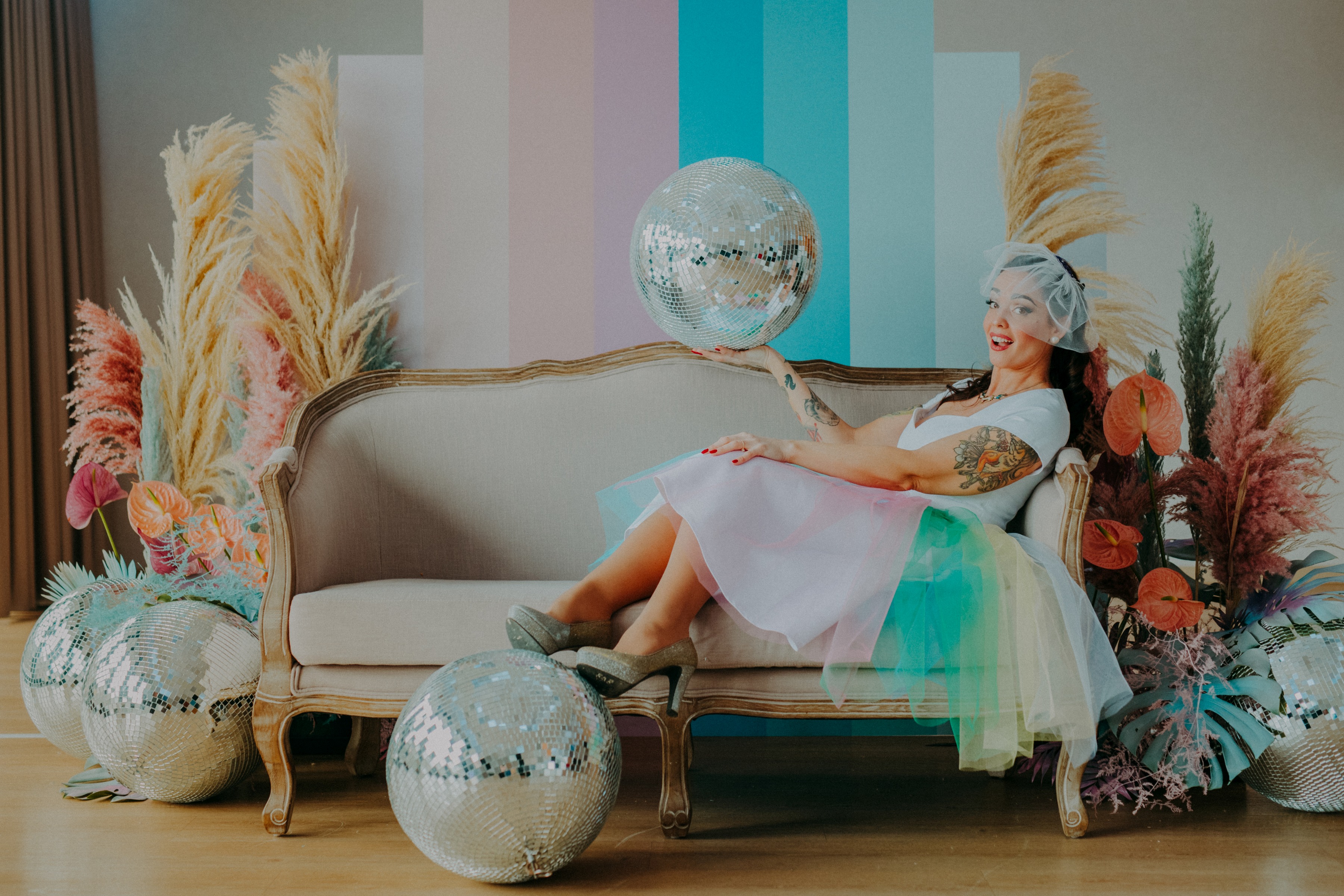 colourful pastel wedding - unconventional wedding - alternative wedding - colourful wedding dress - unique wedding dress - alternative wedding dress - unique retro wedding dress - alternative bridal wear - fun bridal look