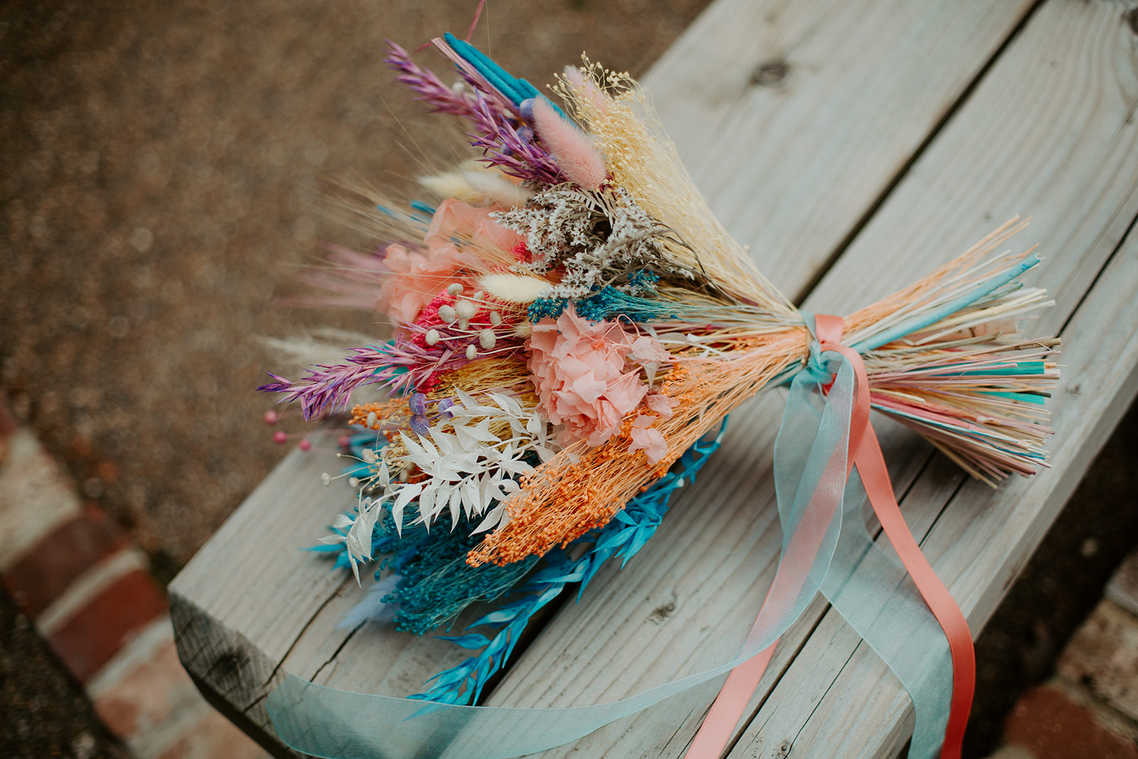 dried wedding flowers - dried wedding bouquet - colourful wedding bouquet - unique wedding flowers