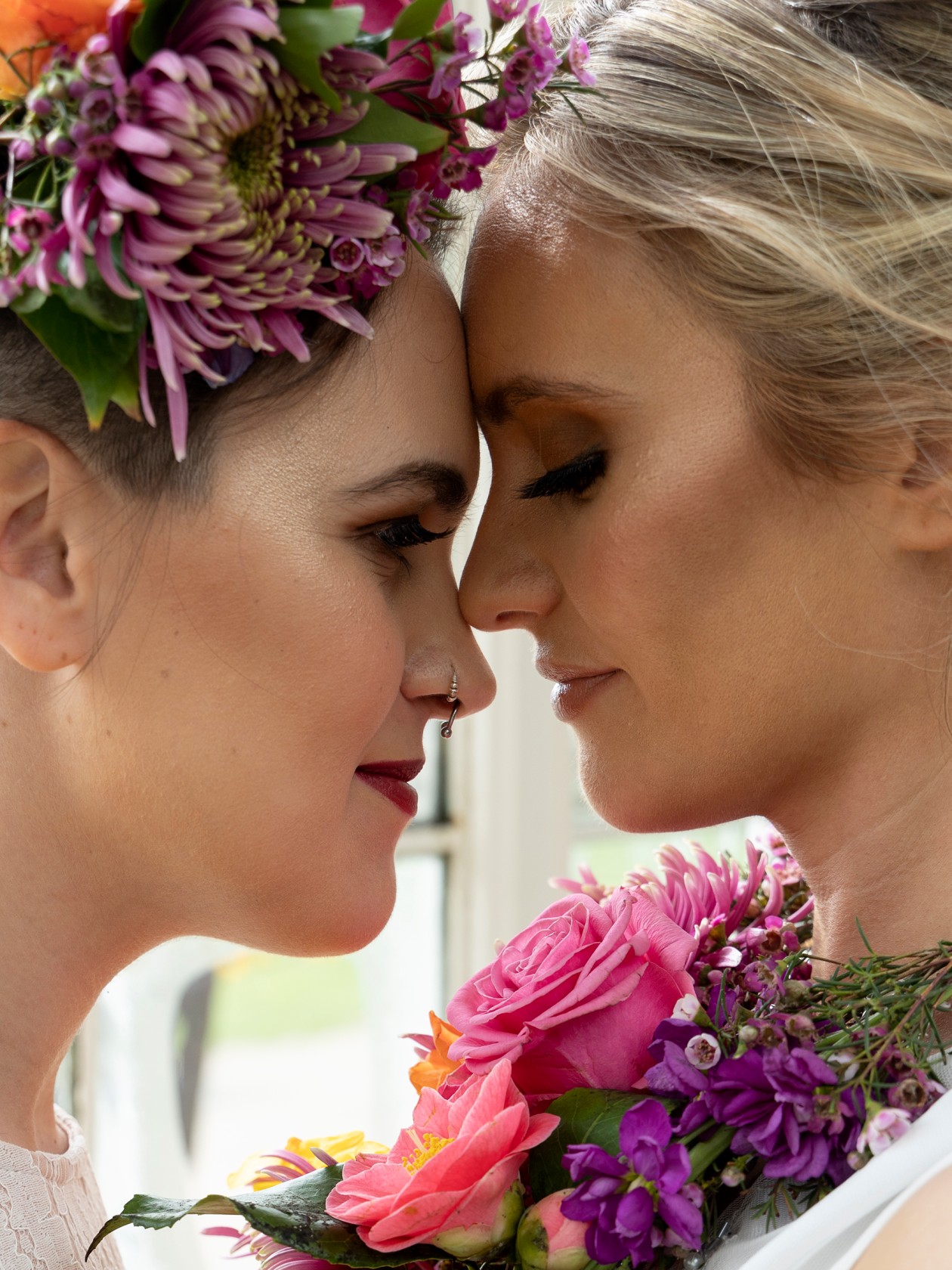 modern boho wedding, same sex wedding, romantic wedding photography, colourful wedding photography, lesbian wedding