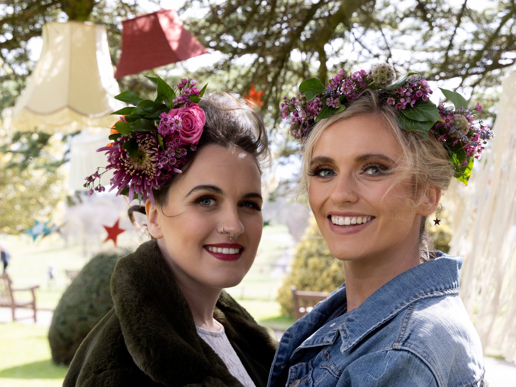 modern boho wedding, bridal flower crown, flower bridal headpiece, same sex wedding