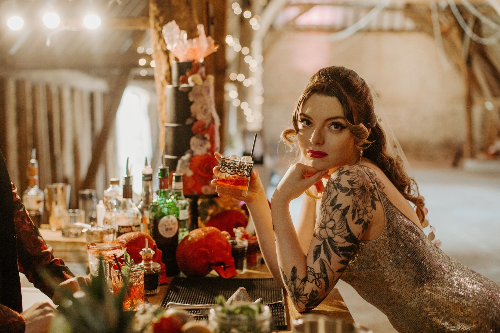 rock and roll wedding - edgy wedding inspiration - edgy bride - alternative bridal wear - unique wedding cocktail bar