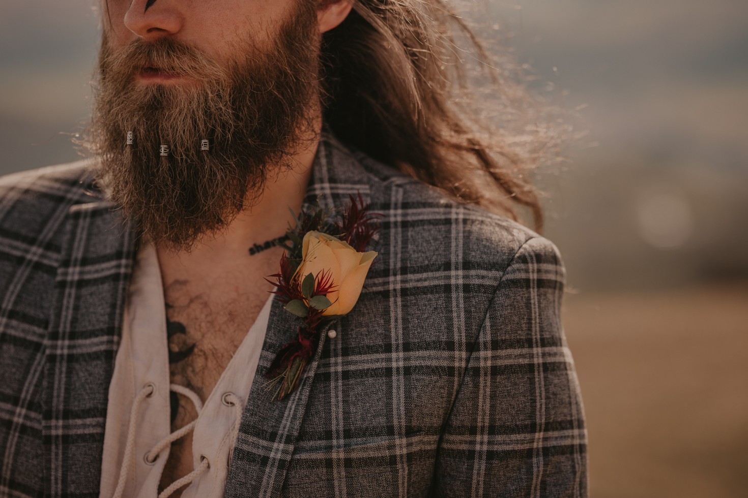 groom with beard beads - viking wedding - viking groom - alternative grooms wear - grooms accessories