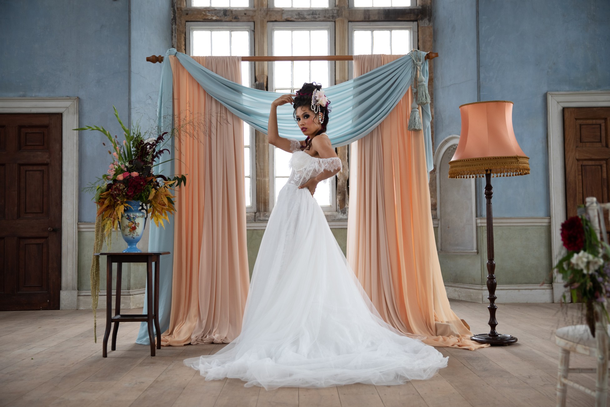 unique pastel wedding - marie antionette wedding - unique bridal look - unique bridal style - themed wedding - unique bride style