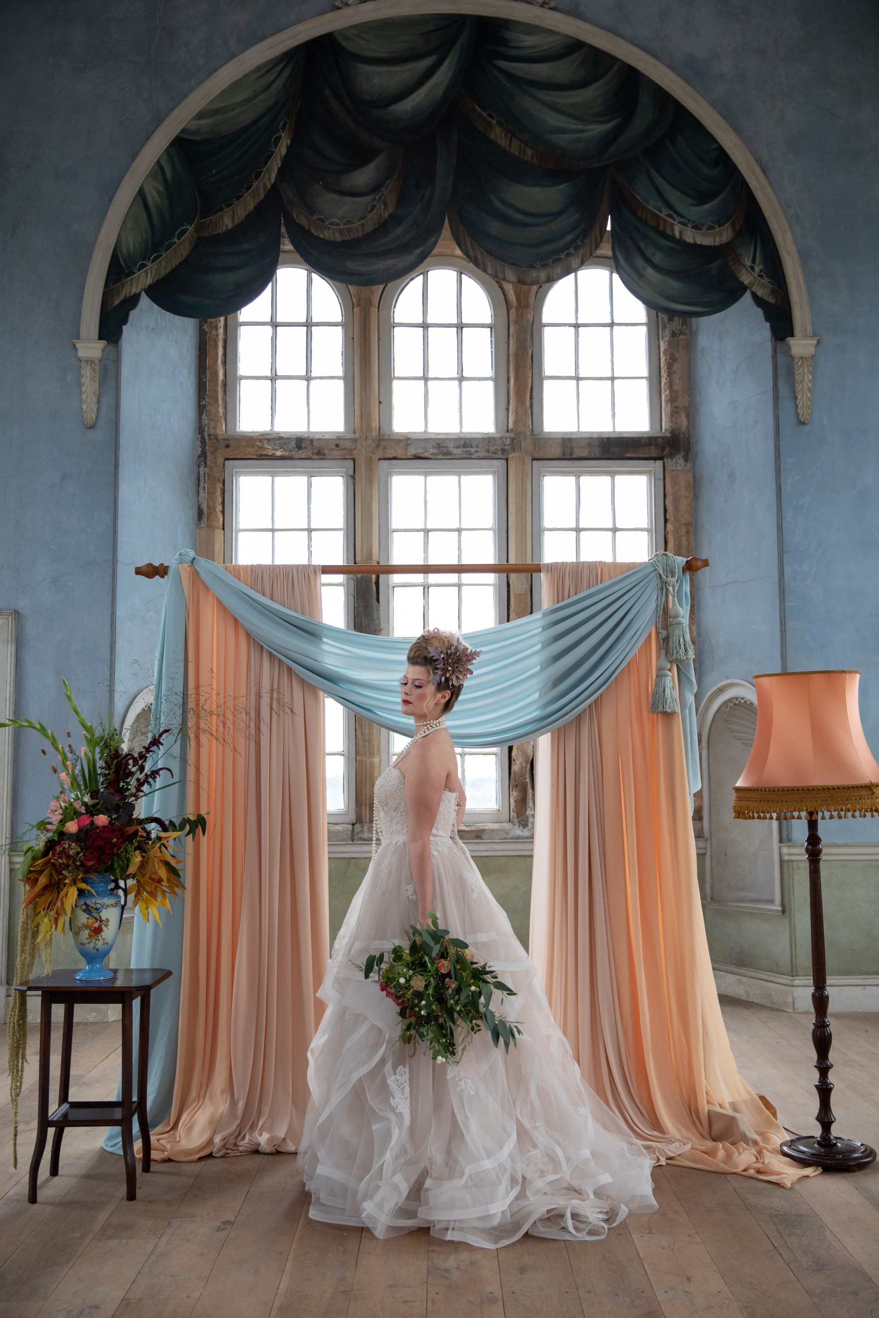 unique pastel wedding - marie antionette wedding - unique bridal look - unique bridal style - themed wedding - wollaton hall
