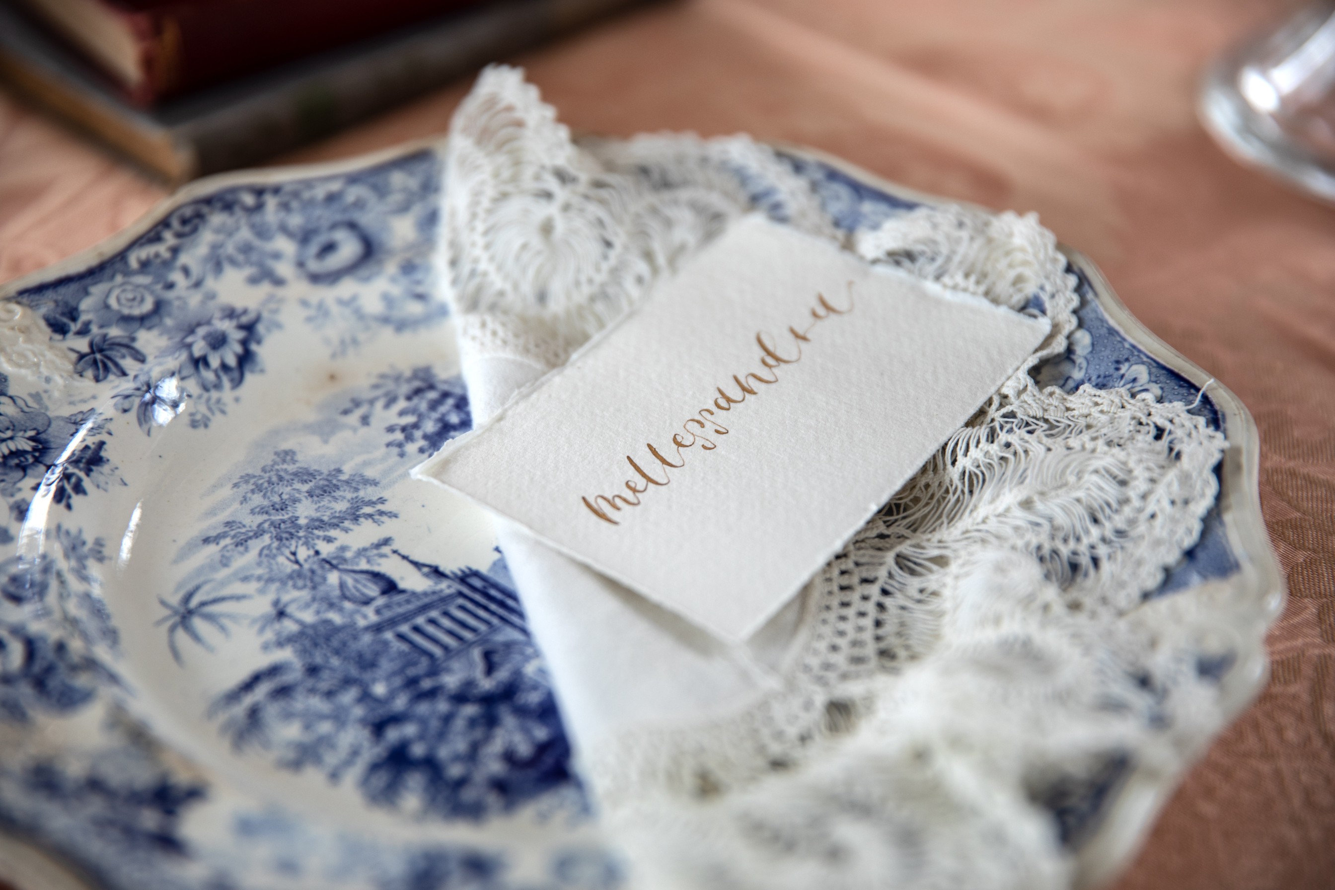 vintage wedding stationery - wedding calligraphy - vintage wedding place name