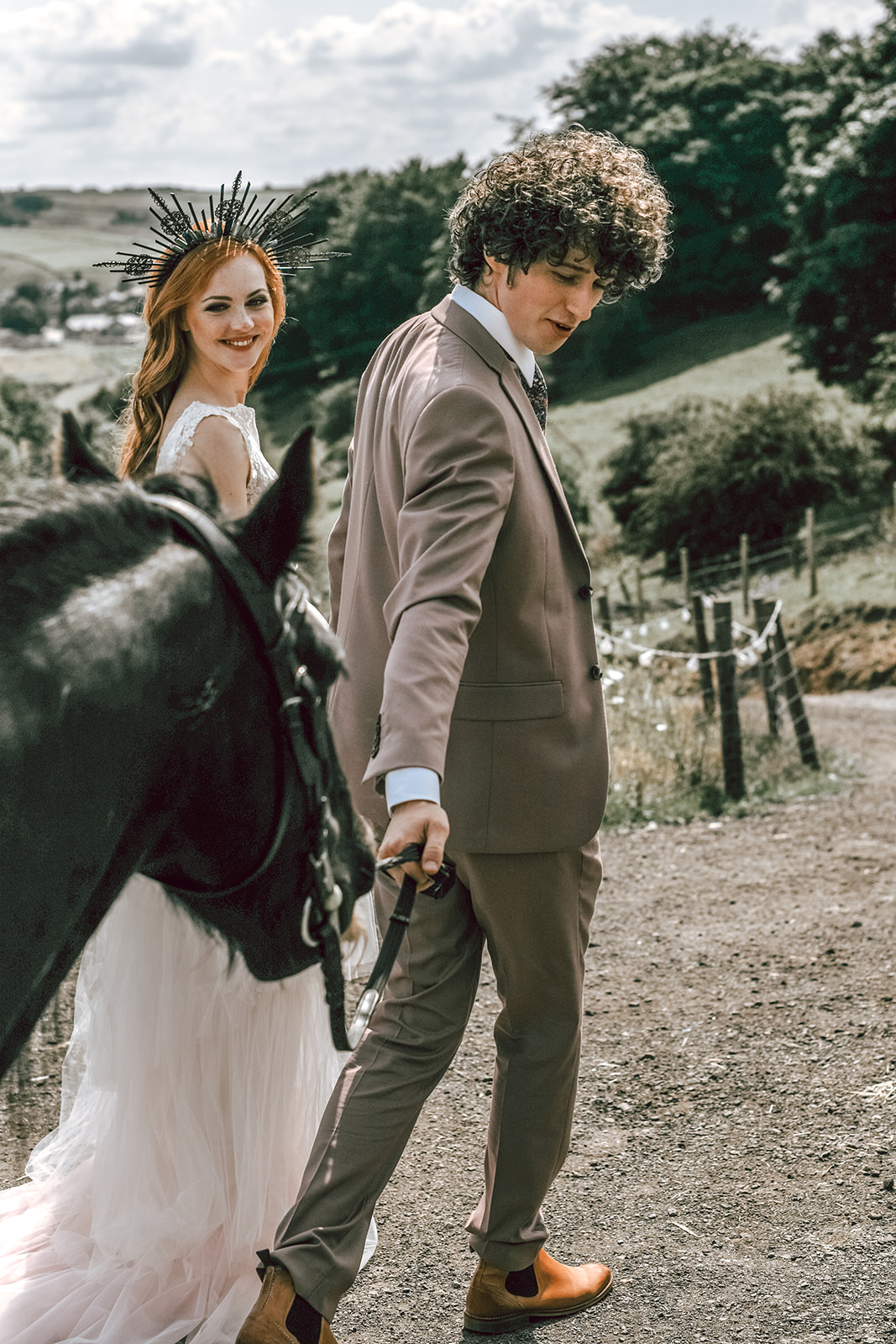 rustic festival wedding - wedding horse - boho outdoor wedding - farm wedding