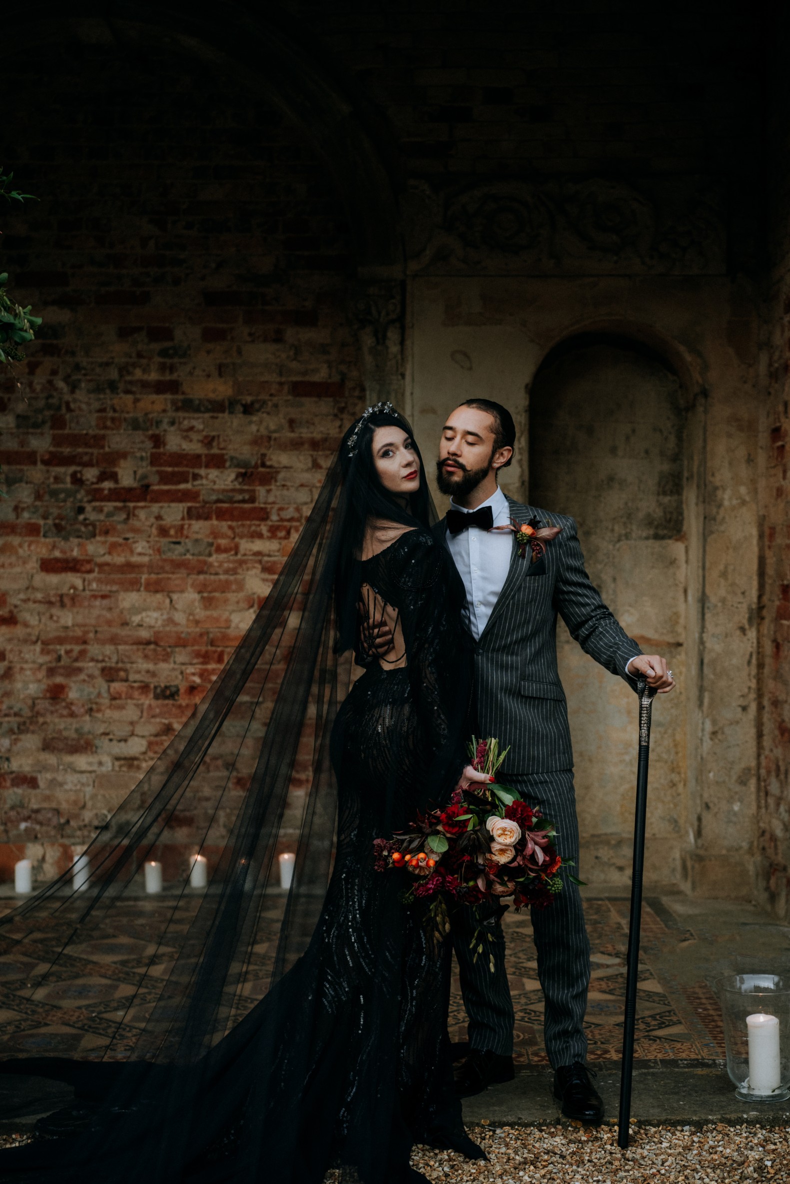 halloween wedding - addams family wedding - gomez and morticia halloween wedding - gothic wedding theme - black wedding dress