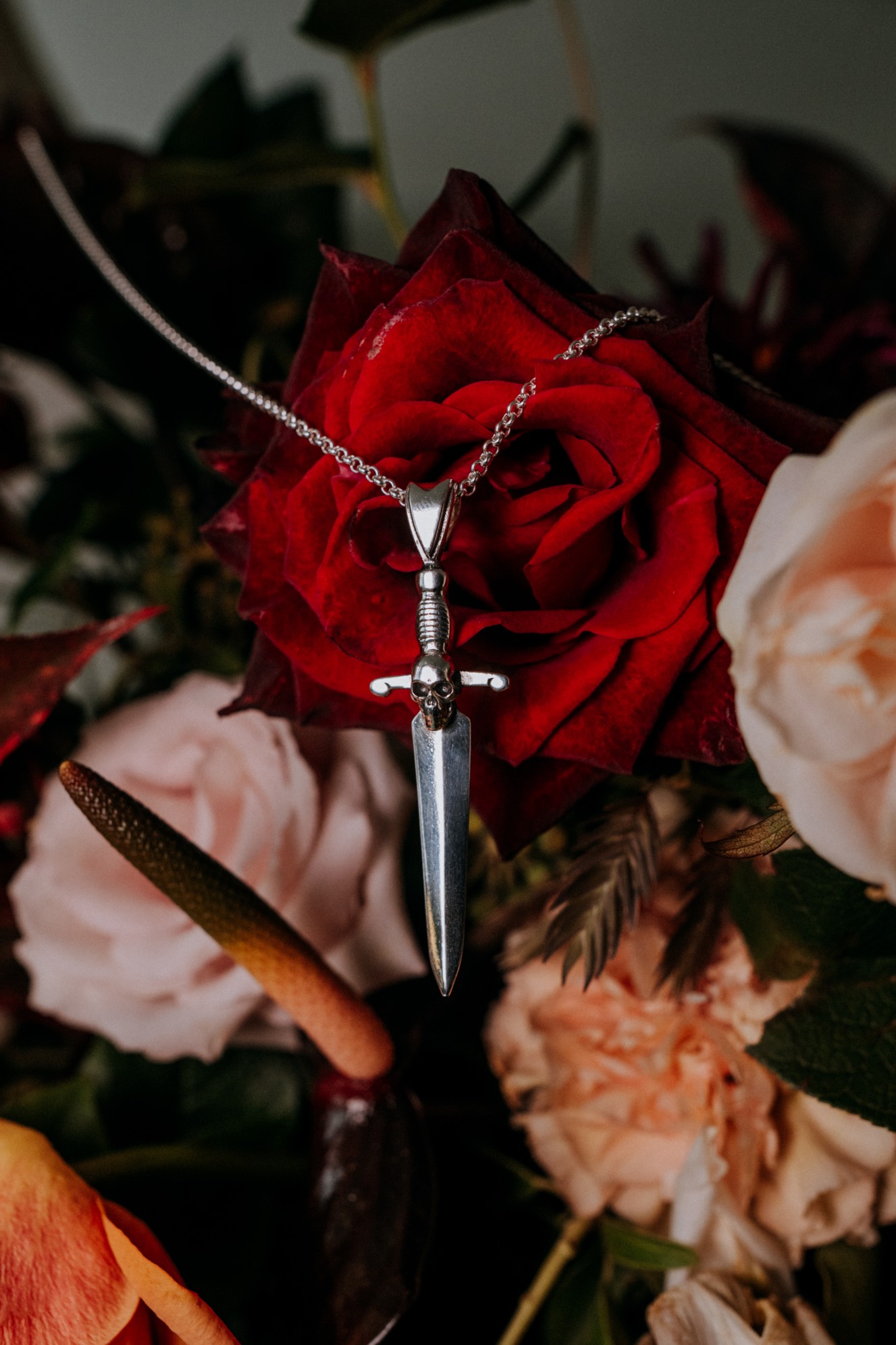 dagger necklace - unique wedding accessories - gothic wedding accessories