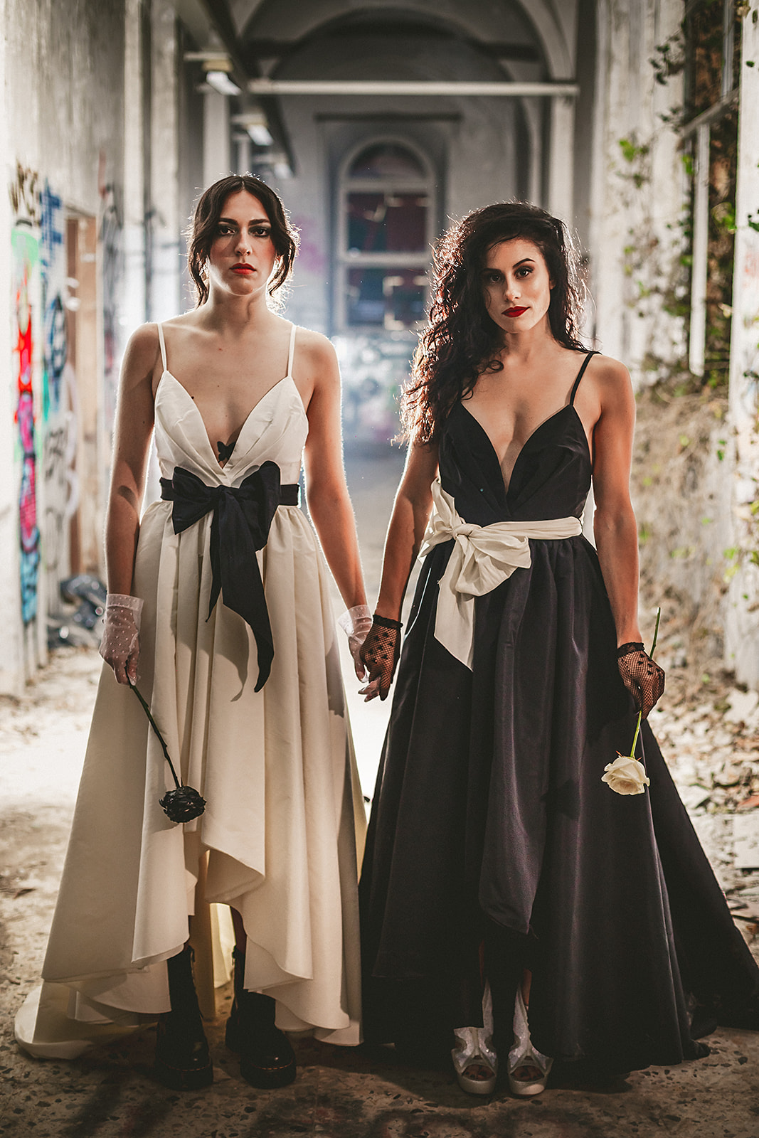 black and white wedding dresses - same sex wedding dresses - gothic wedding dresses