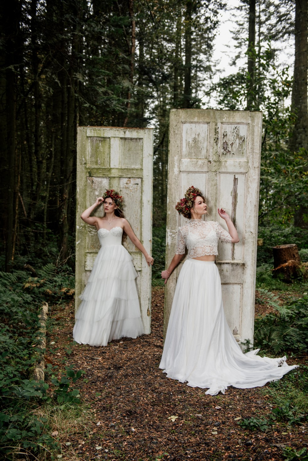 woodland wedding ceremony - bohemian autumn wedding at longton wood - forest wedding inspiration - bohemian bridal wear - unconventional wedding
