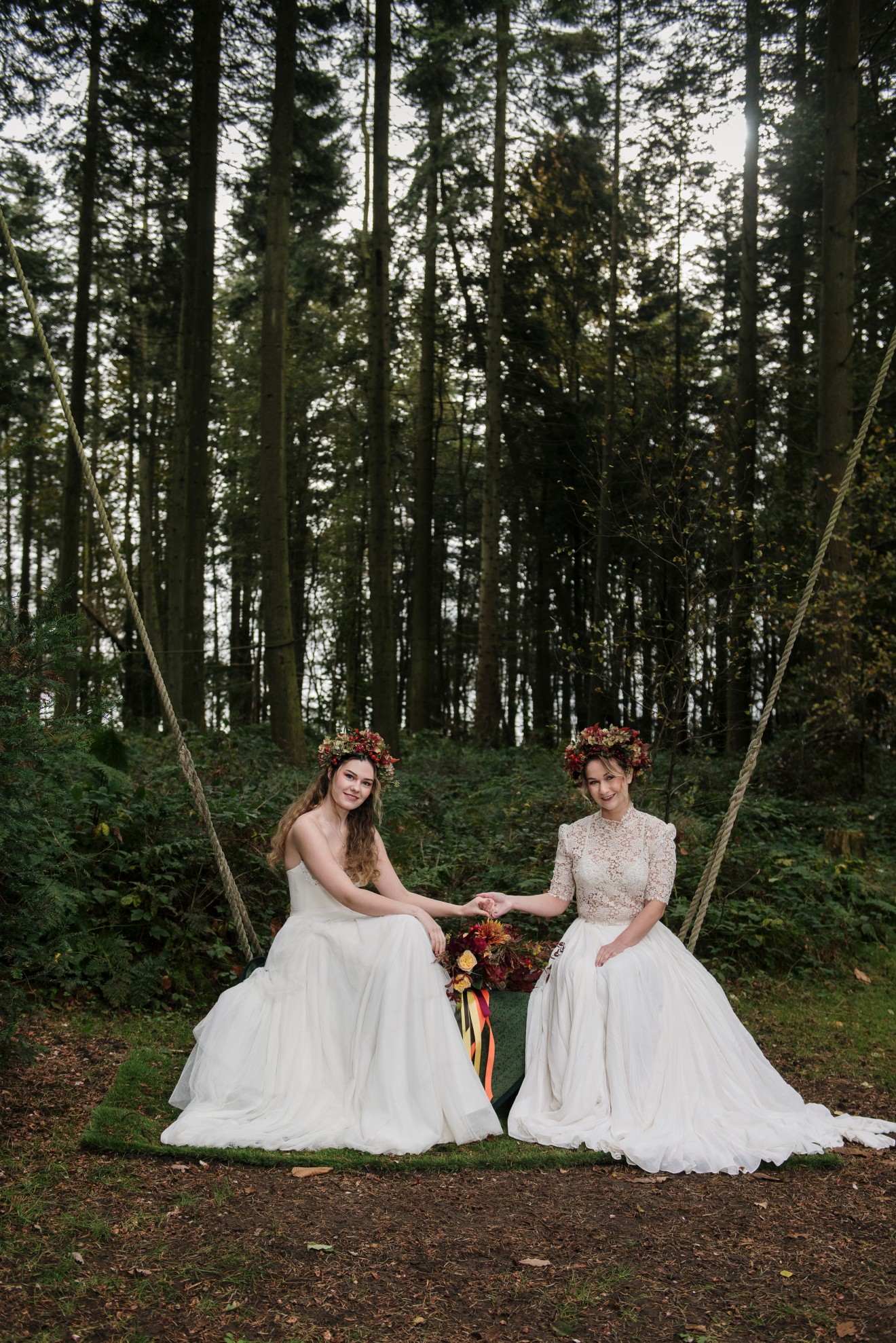 woodland wedding ceremony - bohemian autumn wedding at longton wood - forest wedding inspiration - autumn wedding ideas - unconventional wedding
