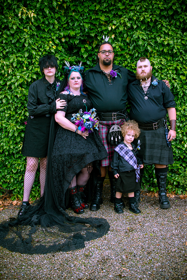gothic wedding family photo - punk family photo - gothic wedding ideas - unconventional wedding