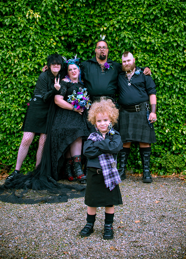 gothic wedding family photo - punk family photo - gothic wedding ideas - unconventional wedding