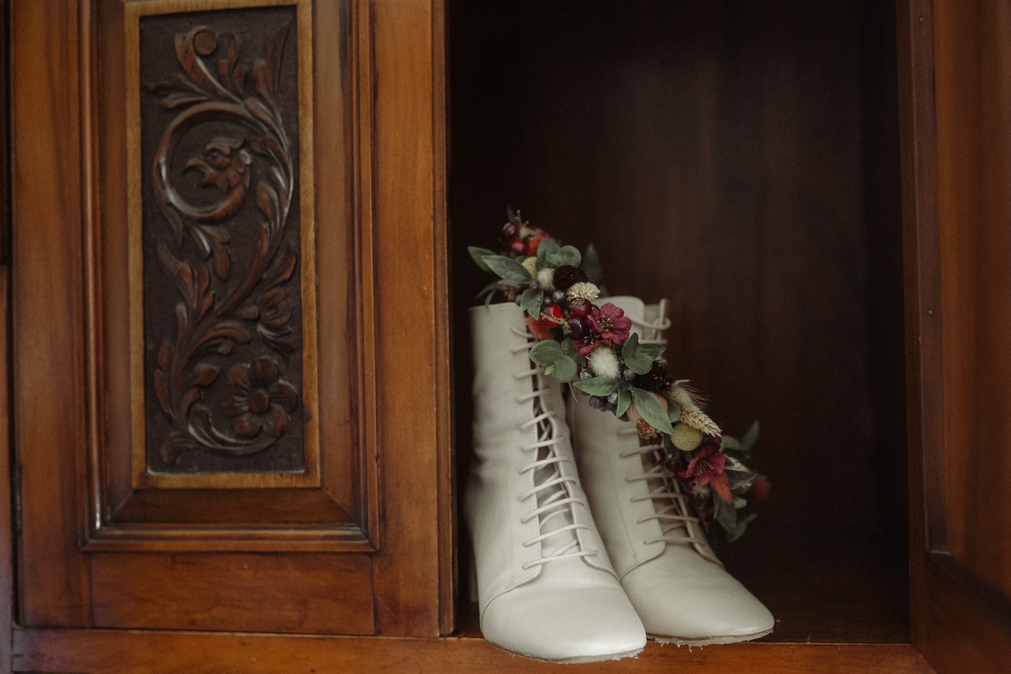 white wedding boots - unique wedding shoes
