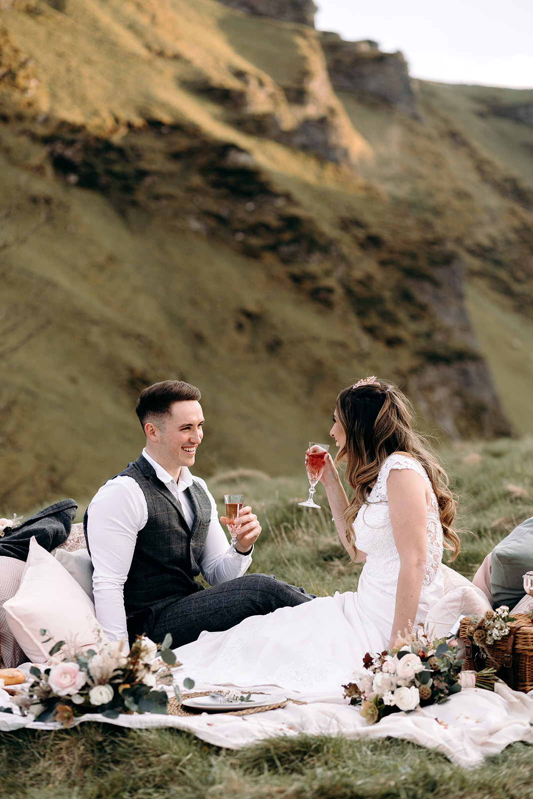 countryside elopement picnic - intimate outdoor wedding ideas - peak district wedding - unconventional wedding