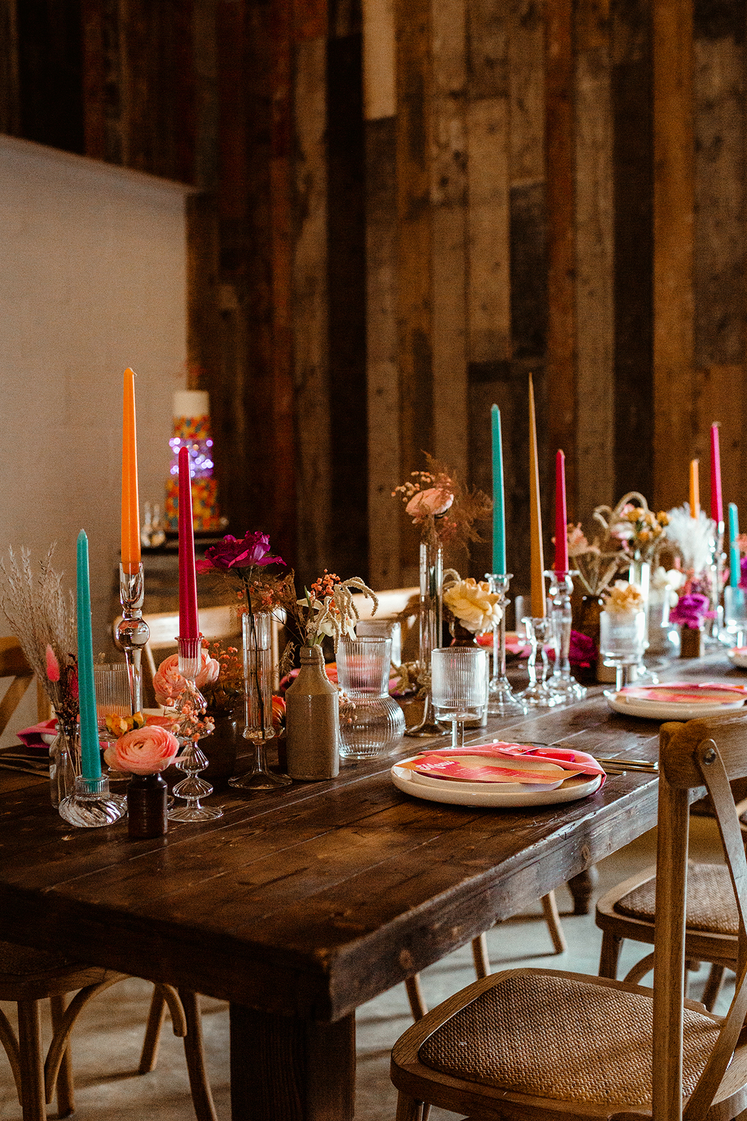 boho disco wedding - bold wedding styling - colourful wedding table
