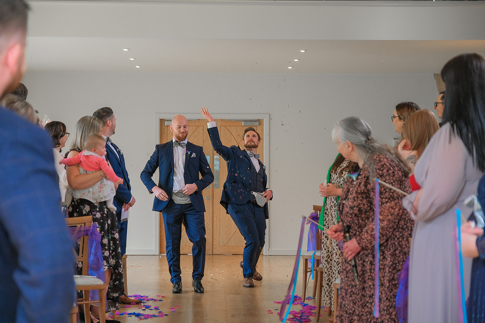 groomsmen dancing down the aisle - funny wedding ideas