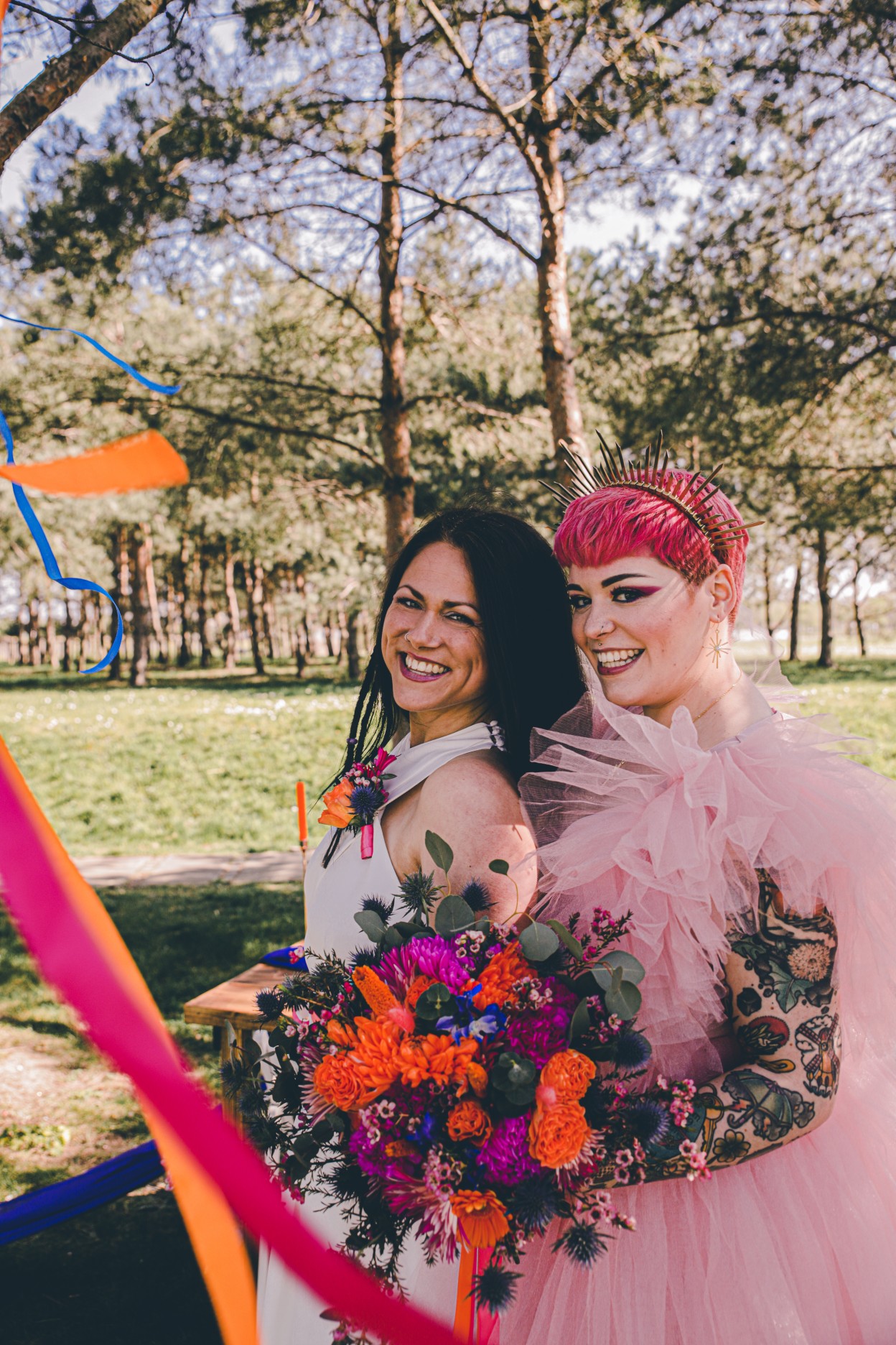 colourful outdoor wedding - joyful wedding - same sex wedding ideas