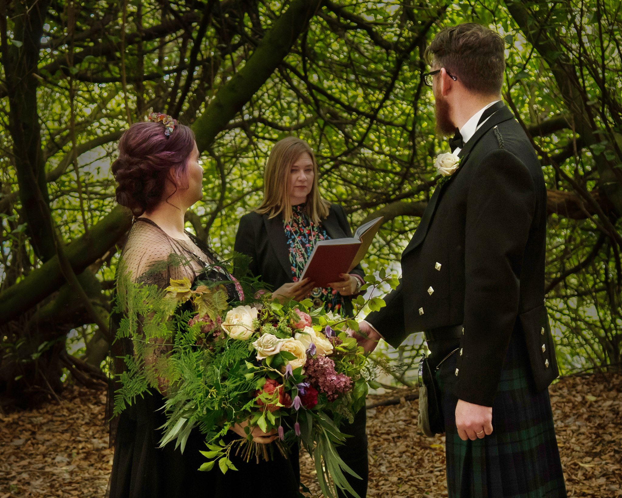 ethereal woodland wedding - woodland wedding ceremony with celebrant