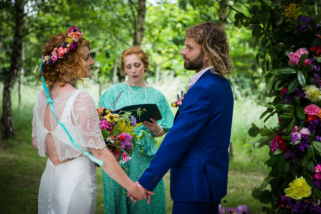 forest wedding ceremony - bohemian wedding ceremony