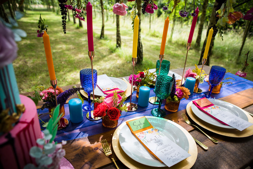 colourful wedding table styling - bold wedding ideas