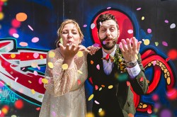 Bride and Groom Confetti Shot, South Wales Wedding Photographer, Fun Wedding Photographer, Unconventional Wedding Supplier